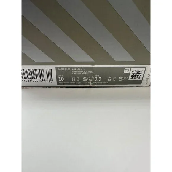 Nike Air Max 90 III Womens Gym Shoes White Red Blue Coral DA8856-100 NEW Size 10 - Picture 12 of 12